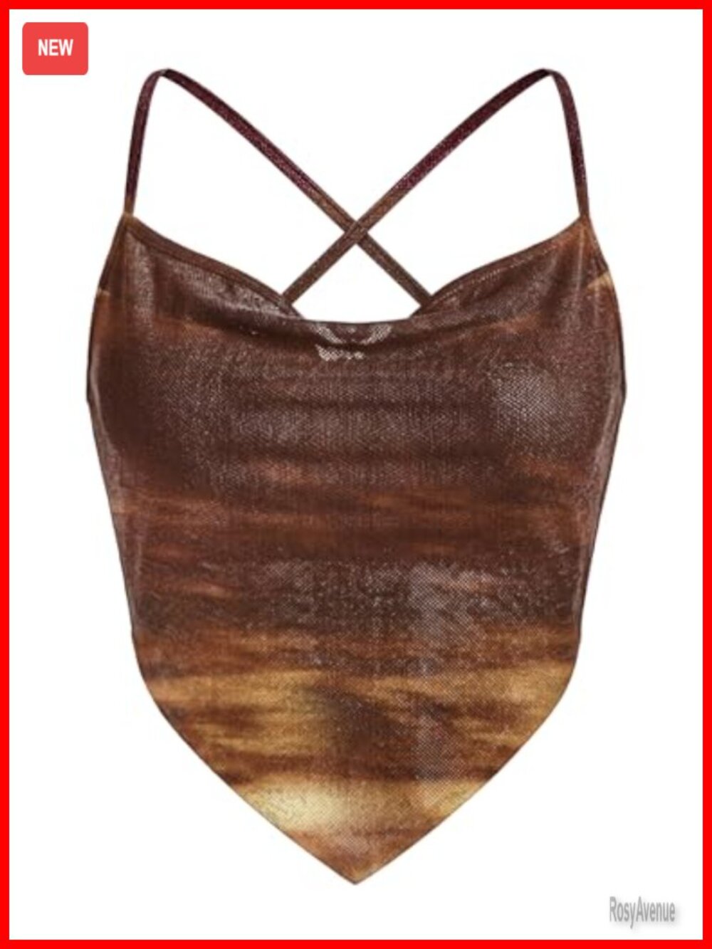 Clarisbelle Womens Spaghetti Strap Ruched Mesh Cami Backless Cowl Neck Crop Top